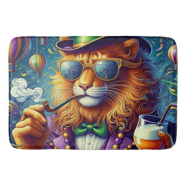 Lion/Louisiana Mardi Gras  Bath Mat (Front)