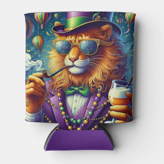 Lion/Louisiana Mardi Gras  Can Cooler (Front)