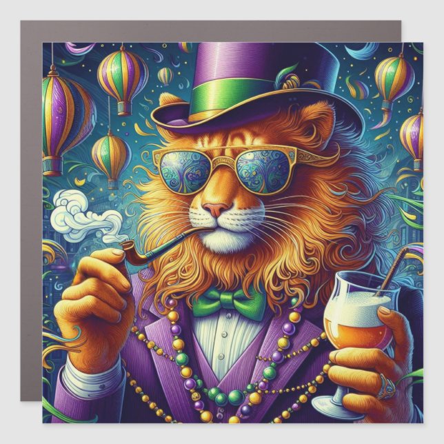 Lion/Louisiana Mardi Gras  Car Magnet (Front)