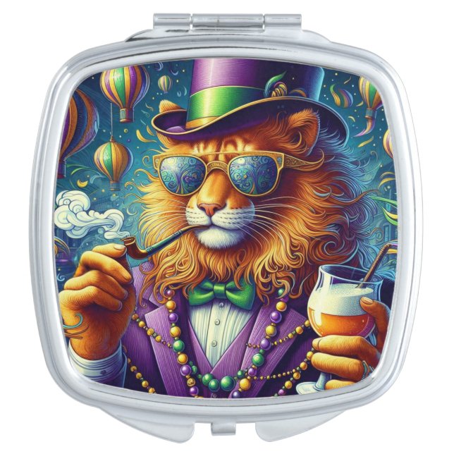 Lion/Louisiana Mardi Gras  Compact Mirror (Front)