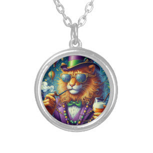 Lion/Louisiana Mardi Gras  Silver Plated Necklace