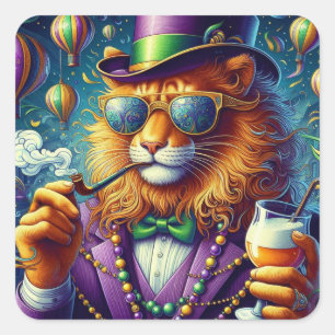 Lion/Louisiana Mardi Gras  Square Sticker