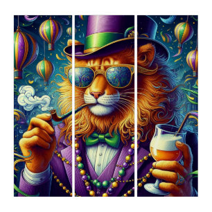 Lion/Louisiana Mardi Gras Triptych