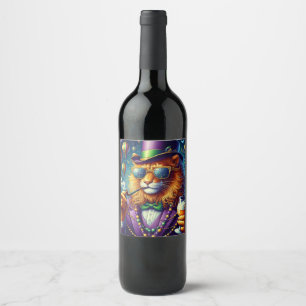 Lion/Louisiana Mardi Gras  Wine Label