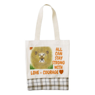 Lion Love & Courage All Can Stay Strong Africa Zazzle HEART Tote Bag