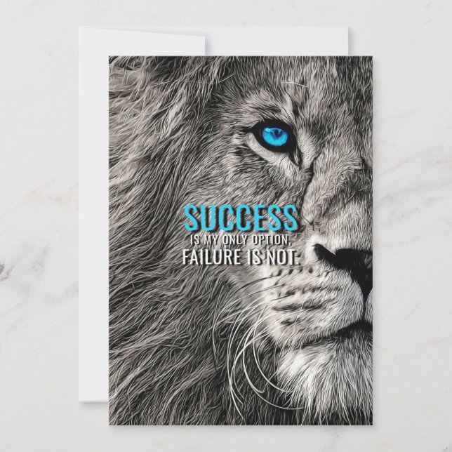 Lion Lover Success Is My Only Option Thank You Card (Front)