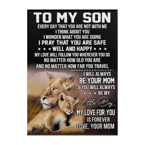 Lion Lover To My Son Lion Acrylic Print
