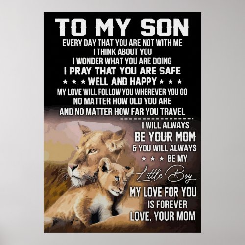 Lion Lover To My Son Lion Poster