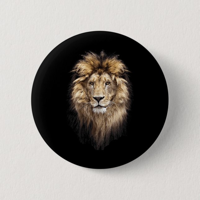 Lion Main Animal Face Big Cat  Button (Front)