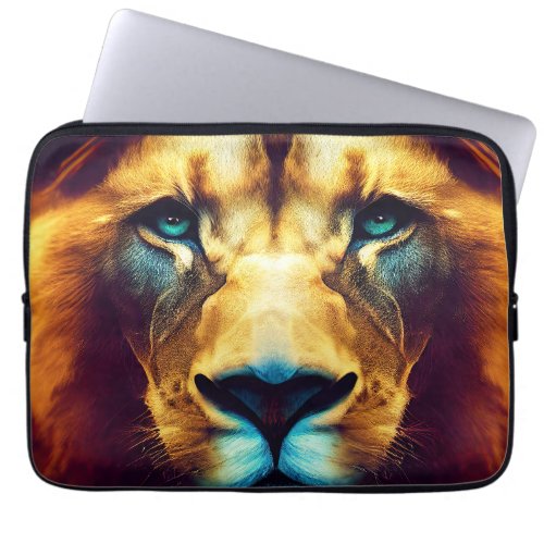 Lion Majesty A Digital Art Masterpiece Laptop Sleeve