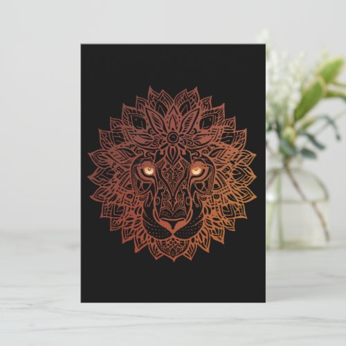 Lion Mandala Ornamental Hand Drawn Lion Mandala Thank You Card