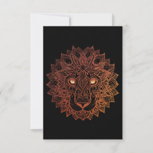 Lion Mandala Ornamental, Hand Drawn Lion Mandala Thank You Card
