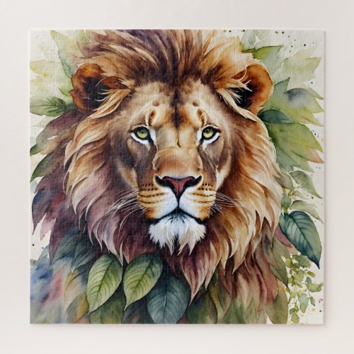Lion Mane Portrait Botanical Watercolor Jigsaw Puzzle