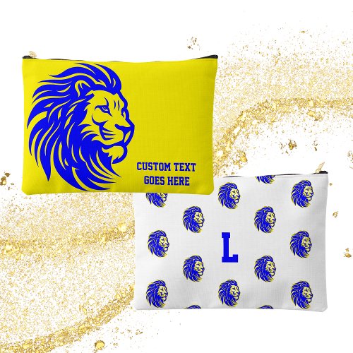 Lion Mascot Blue and Yellow Student Pencil Pouch