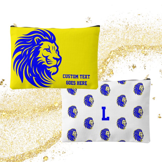 Lion Mascot Blue and Yellow Student Pencil Pouch (Creator Uploaded)