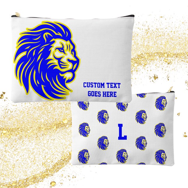 Lion Mascot Blue and Yellow Student Pencil Pouch (Creator Uploaded)