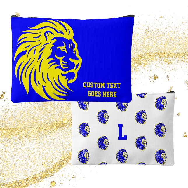 Lion Mascot Blue and Yellow Student Pencil Pouch (Creator Uploaded)