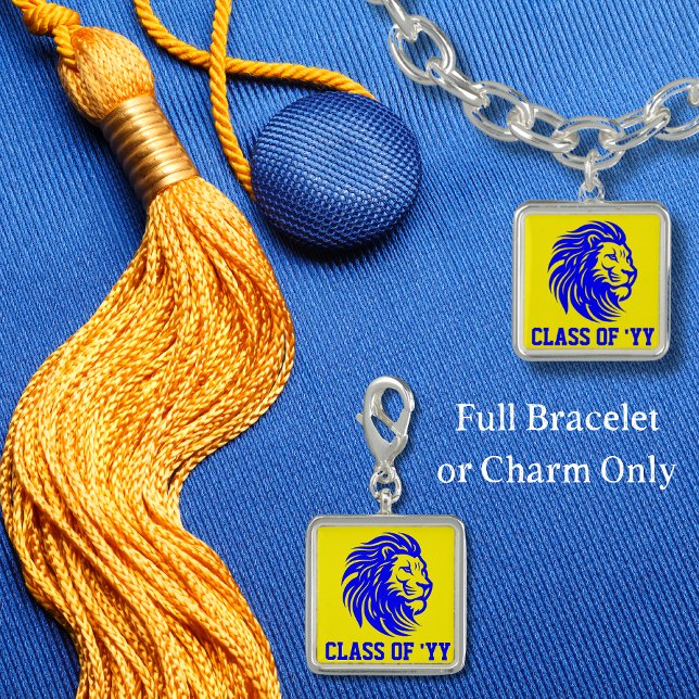 Lion Mascot Yellow and Blue Graduate  Charm (Creator Uploaded)
