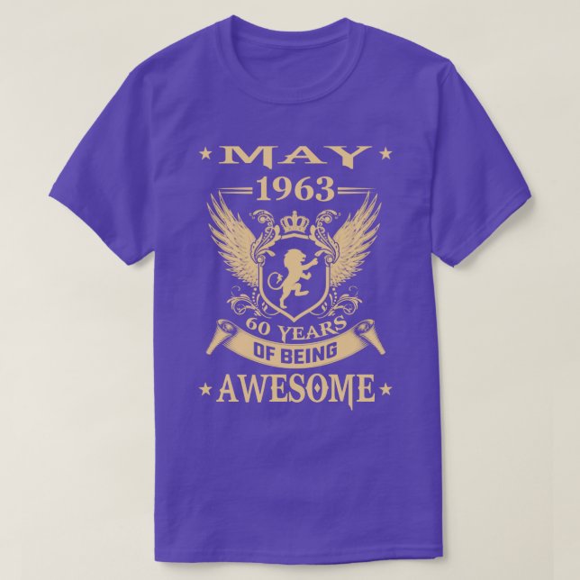 Lion May 1963 Limited Edition 60 Years Of Being Aw T-Shirt (Design Front)