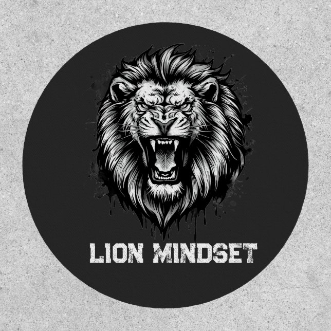 Lion Mindset Powerful Lion Graphic Animal Patch (Front)