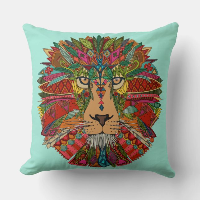 lion mint throw pillow (Front)