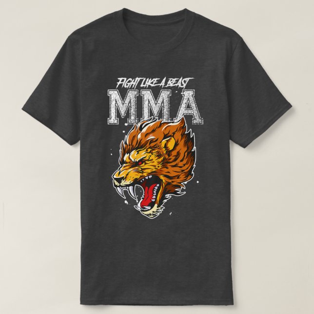 Lion Mixed Martial Arts MmaBeast Fight Quote Motiv T-Shirt (Design Front)