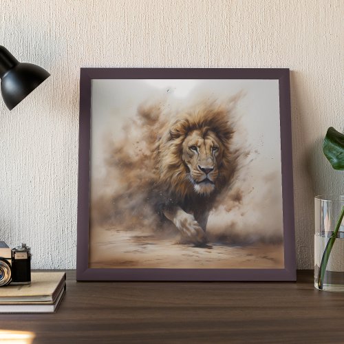 Lion Modern Blowing sands Safari Jungle Poster