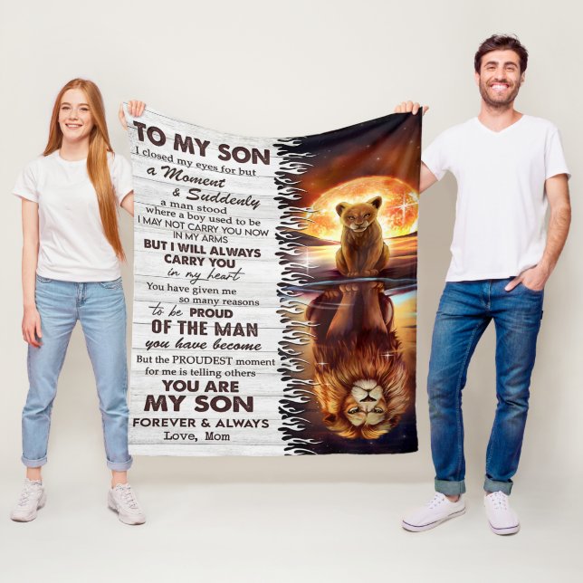 Lion Mom To My Son I Closed My Eyes Fleece Blanket (In Situ)