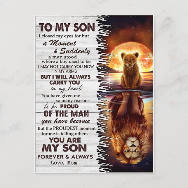 Lion Mom To My Son I Closed My Eyes  Postcard (Front)