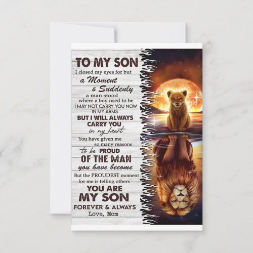 Lion Mom To My Son I Closed My Eyes  Thank You Card