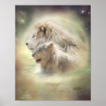 Lion Moon Art Poster