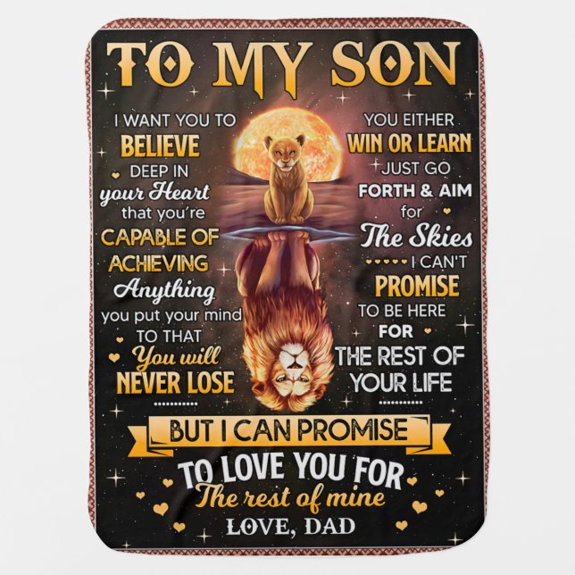 Lion Moon I Want To Believe - Dad To Son Baby Blanket (Front)