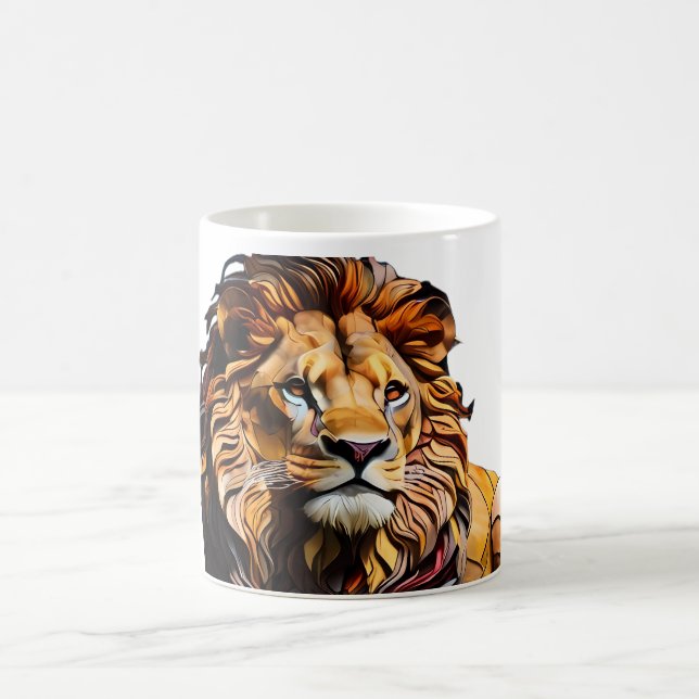 Lion Mosaic Stained Glass Mug Design (Center)