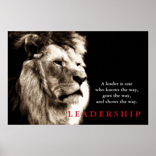 Lion Motivational Leadership Quote Poster