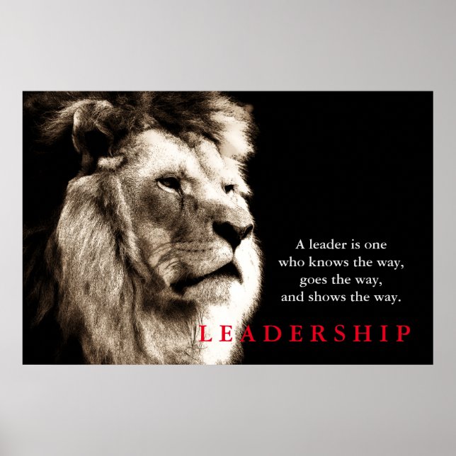 Lion Motivational Leadership Quote Poster (Front)