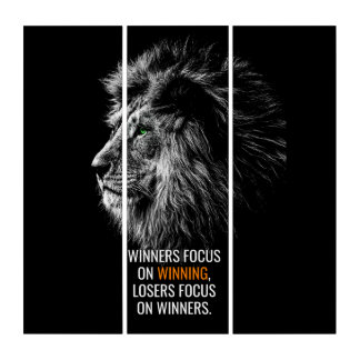 Lion Motivational Quote Triptych