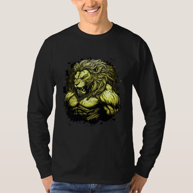 Lion Muscles Beast Motivation Gym Bodybuilding Wor T-Shirt (Front)