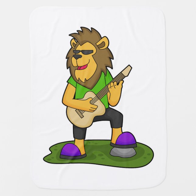 Lion Musician Guitar Music Baby Blanket (Front)