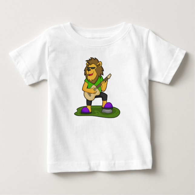 Lion Musician Guitar Music Baby T-Shirt (Front)