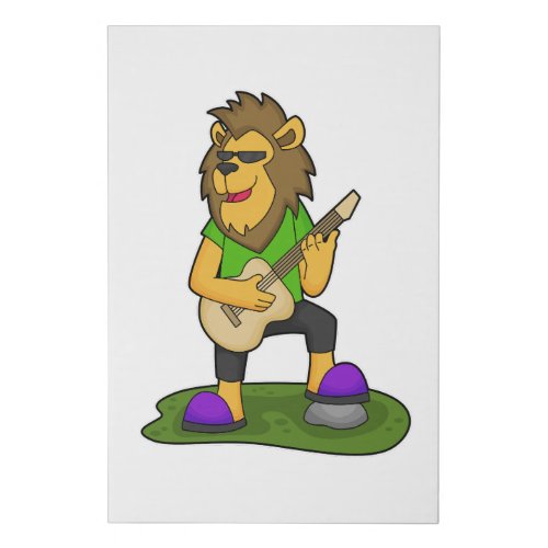 Lion Musician Guitar Music Faux Canvas Print