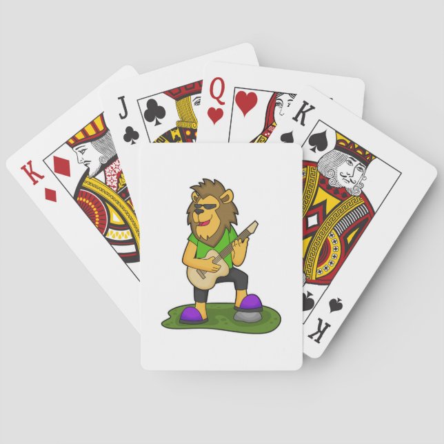 Lion Musician Guitar Music Poker Cards (Back)