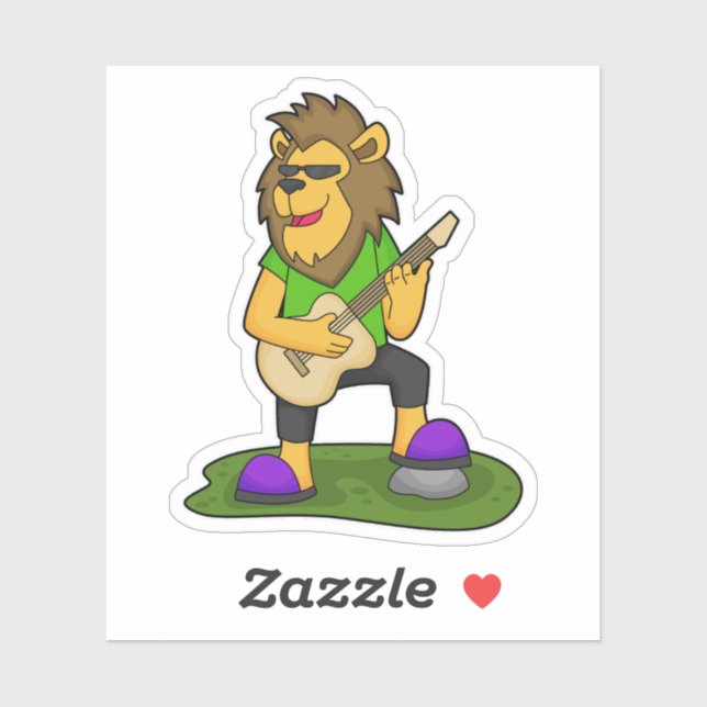 Lion Musician Guitar Music Sticker (Sheet)