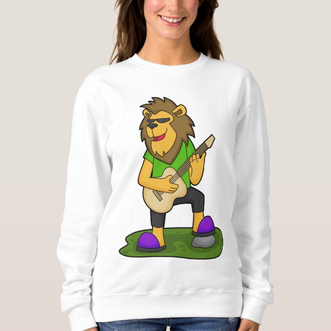 Lion Musician Guitar Music Sweatshirt (Front)