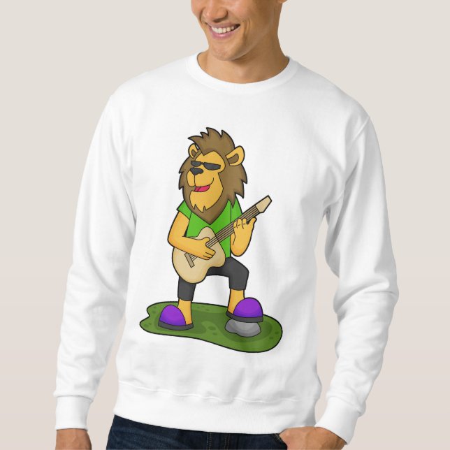Lion Musician Guitar Music Sweatshirt (Front)