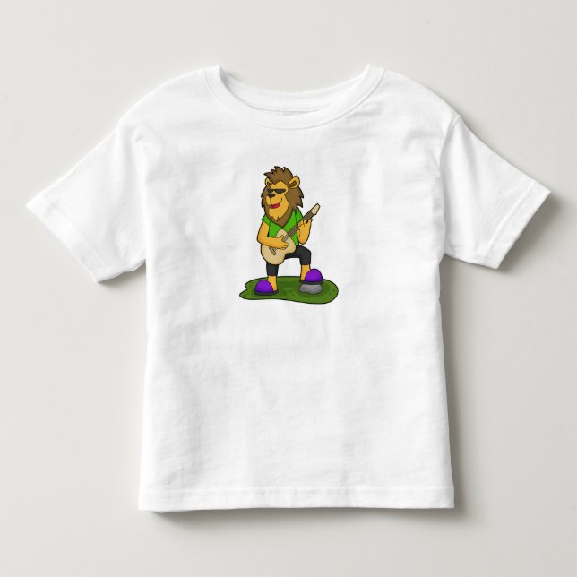 Lion Musician Guitar Music Toddler T-shirt (Front)