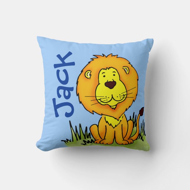 Lion name and birth newborn gift square pillow (Front)