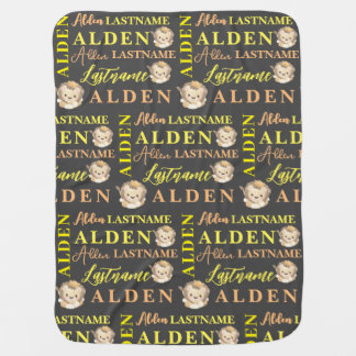 Lion Name Collage Jungle Baby Gift Blanket
