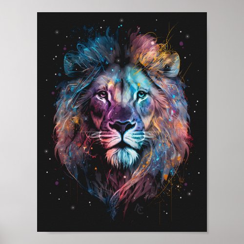 Lion Nebular _ Graffiti Neon Ink Splash Sweatshirt Poster