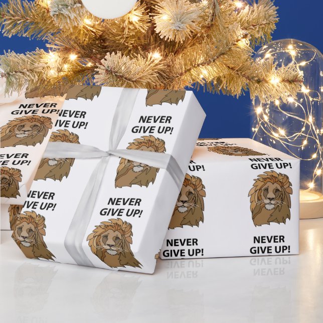 Lion Never Give Up Lion Wrapping Paper (Holidays)