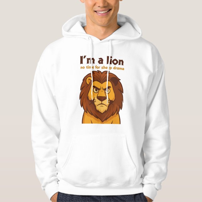  lion no time for sheep drama White Motivational Hoodie (Front)